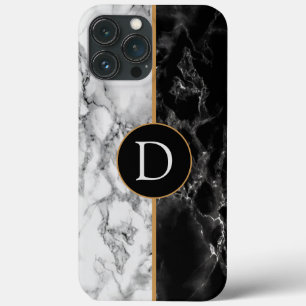 Lettre personnalisée coque iphone en marbre noir b