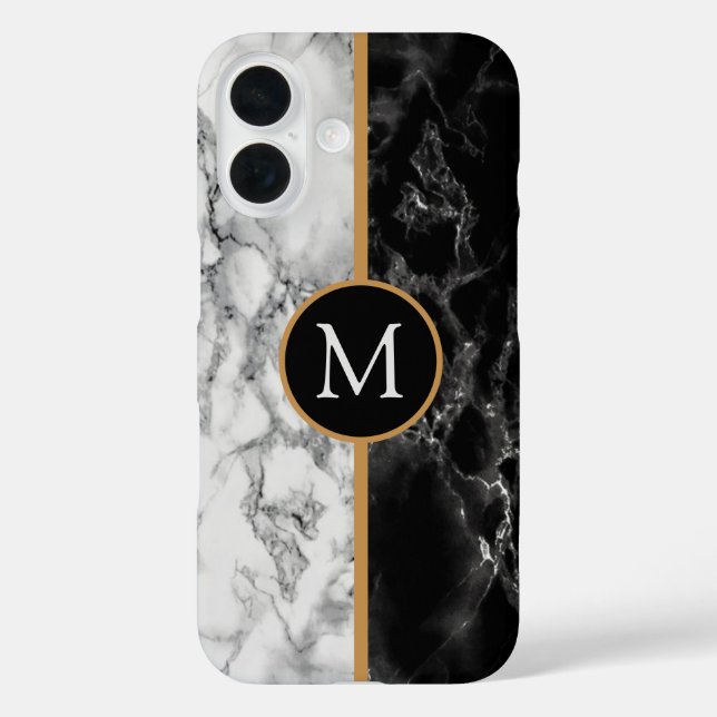 Lettre personnalisée coque iphone en marbre noir b (Verso)