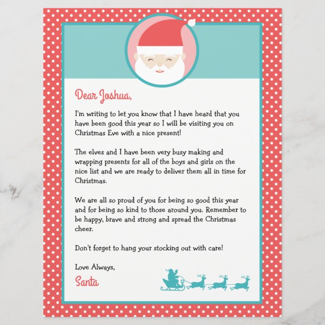 Lettre personnalisée de Père Noël & Coloring Page (Devant)