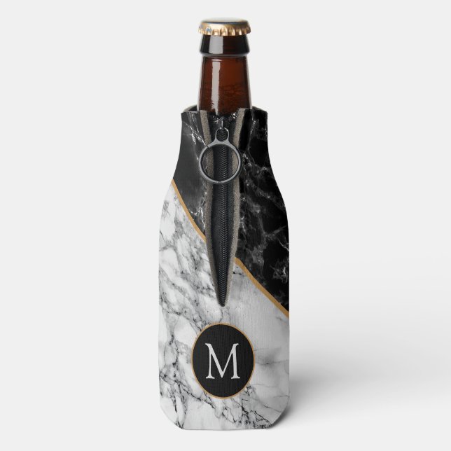 Lettre personnalisée en marbre blanc noir Glacière (Bouteille Dos)
