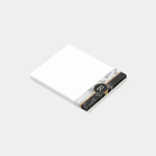 Lettre personnalisée en marbre blanc noir Post-it®