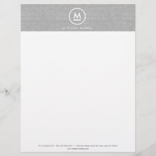 Lettre Personnalisée Gros monogramme initial sur papier en-tête de lin
