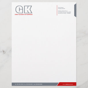 Lettre Personnalisée Modèle de papier à en-tête professionnel gris et r
