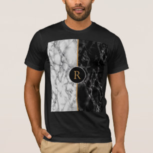 Lettre personnalisée Monogramme T-shirt noir blanc