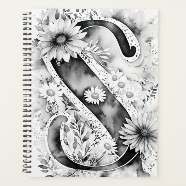 LETTRE PERSONNELLE S Carnet D'Aquarelle Florale (Devant)