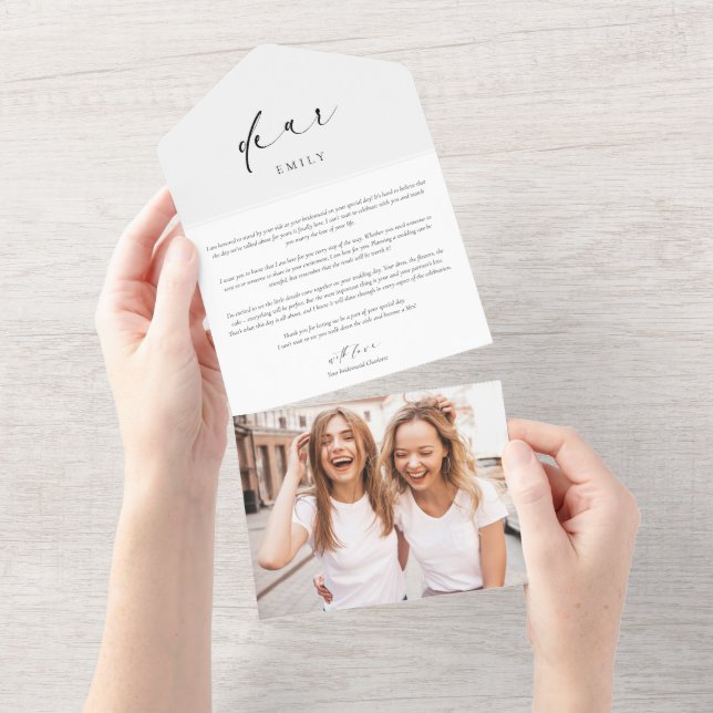 Lettre Photo Moderne À Mariée Sur Carte De Jour De (Déchirure)