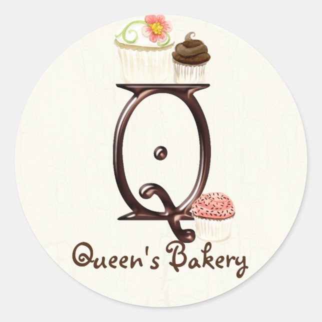 Lettre Q Monogram Cupcake Logo Stickers Entreprise (Devant)