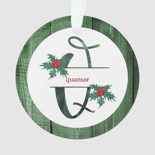 *~* Lettre Q Rustique Noël PHOTO Bois AP44 (devant)