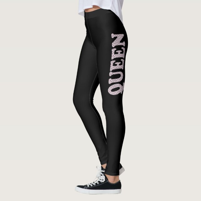 LETTRE Queen Imprimé noir Leggings (Gauche)