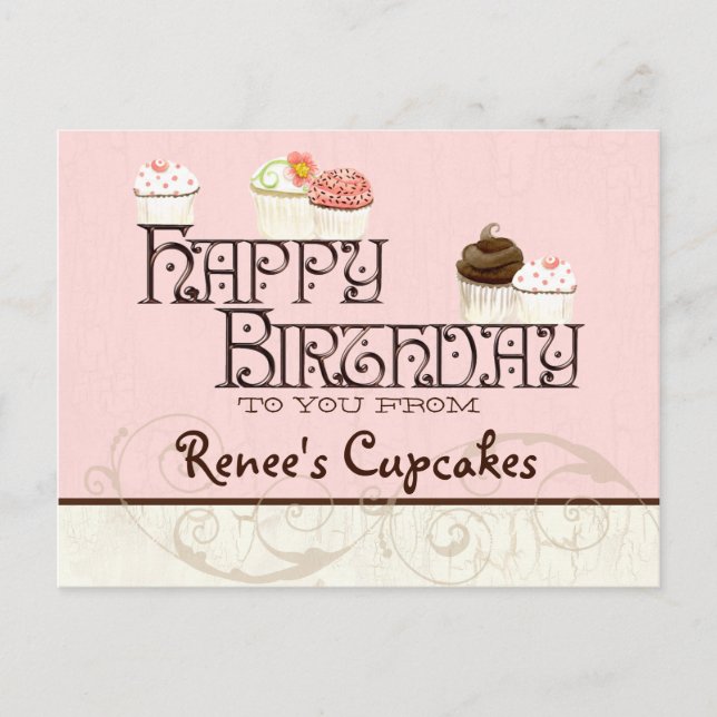 Lettre R Bonne Anniversaire Cupcake Business Carte (Devant)