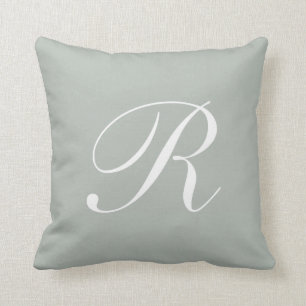 Lettre R Coussin de monogramme gris argenté