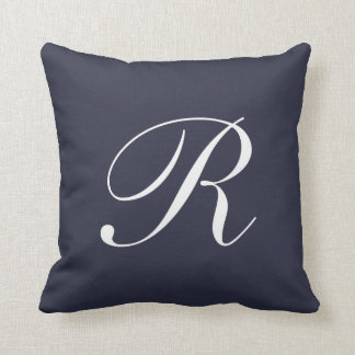 Lettre R Marine Coussin de monogramme bleu