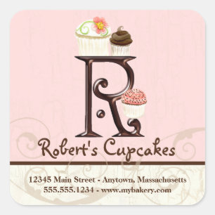 Lettre R Monogram Cupcake Logo Stickers Entreprise