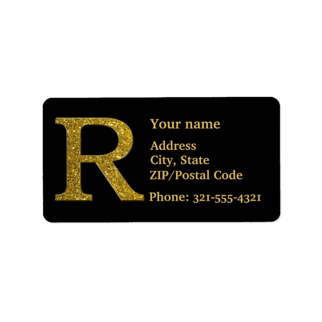 Lettre R Monogramme Étiquette de adresse Parties s (Devant)