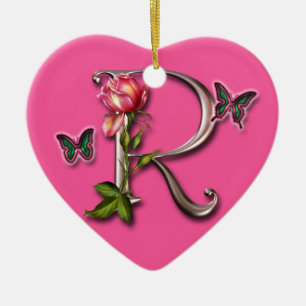 LETTRE R - ORNEMENT DE MONOGRAMME DE COEUR