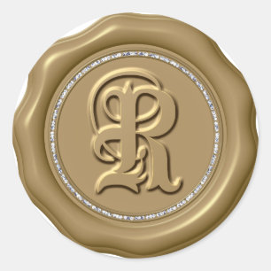*~* Lettre R Stickers Cercle de diamant cire d'or