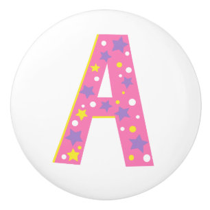 Lettre rose décorative Un bouton à poignée monogra
