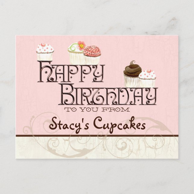 Lettre S Bonne Anniversaire Cupcake Business Carte (Devant)