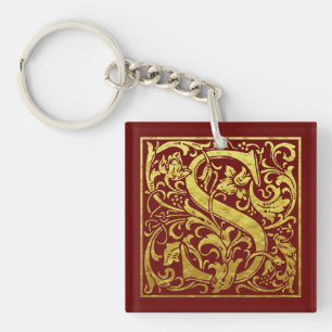 Lettre S Première lettre Faux Gold en rouge
