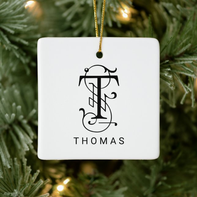 Lettre T Élégant monogramme Ornement de Noël (Arbre)