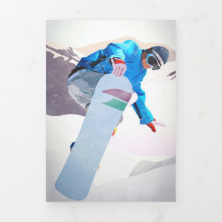 Lettre triple Snowboard Faire-part pliée
