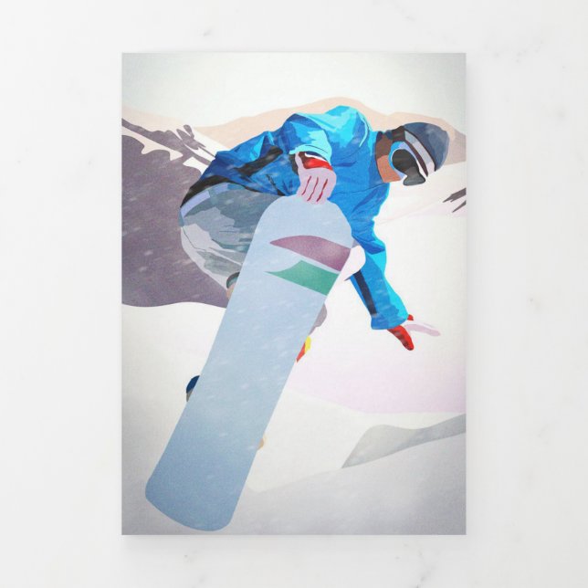 Lettre triple Snowboard Faire-part pliée (Page de couverture)