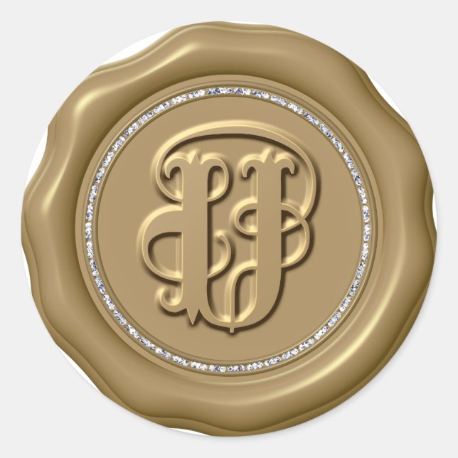 *~* Lettre U Diamond Circle Or Stickers cire (Devant)