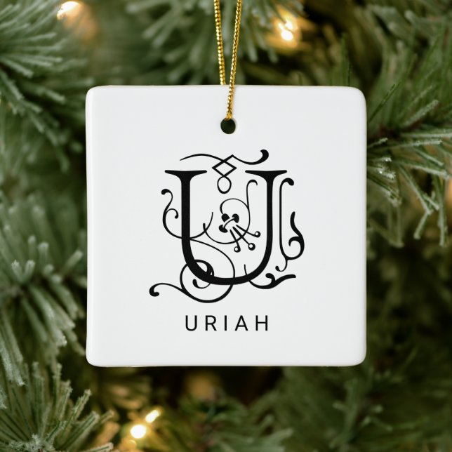 Lettre U Élégant monogramme ornement de Noël (Arbre)