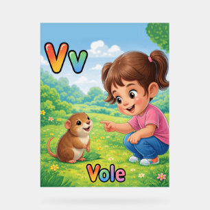 Lettre V Affiche Alphabet – V est pour Campagnol