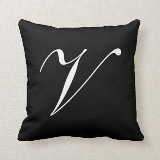Lettre V Coussin de monogramme noir