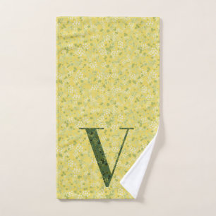 Lettre V vert foncé et jaune de la liberté Serviet