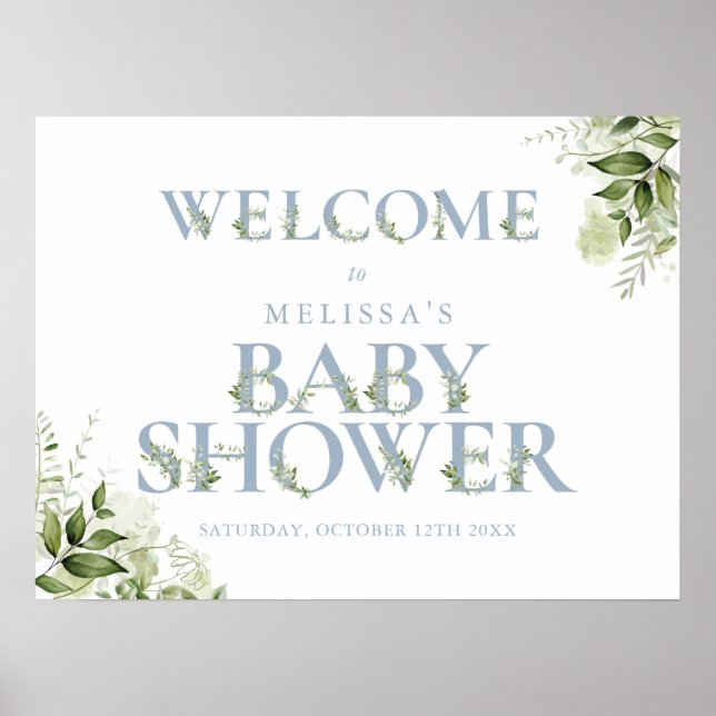 LETTRE VERDOYÈRE BLEUE Affiche de bienvenue Baby s (Devant)