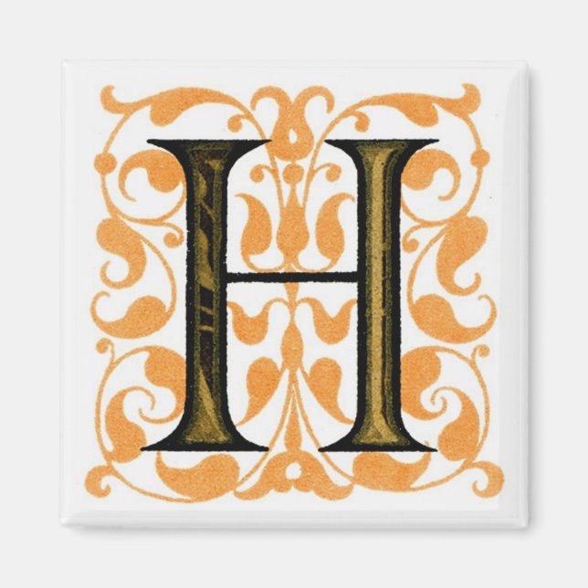 Lettre Vintage fantaisie "H" - Aimant (Devant)