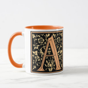 Lettre vintage noire et or 'A' - Mug