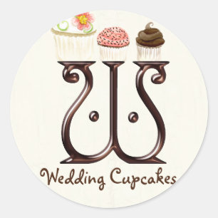Lettre W Monogram Cupcake Logo Stickers d'entrepri
