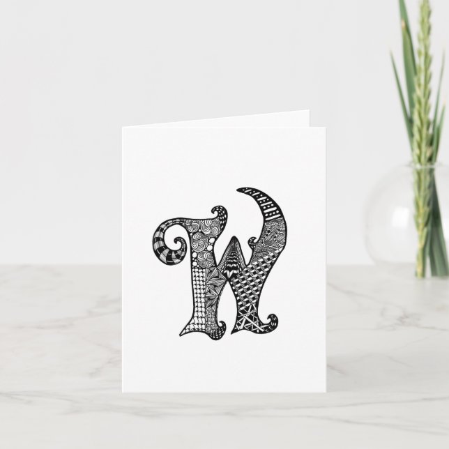 Lettre W Monogramme en noir et blanc (Devant)