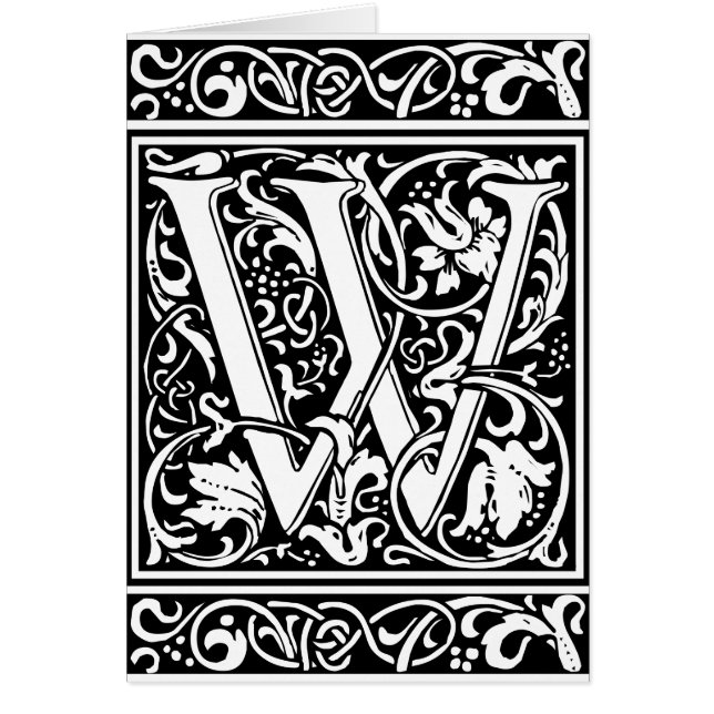 Lettre W Monogramme médiéval Art Nouveau (Devant)