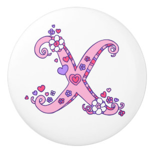 Lettre X coeurs monogramme et bouton de traction d