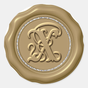 *~* Lettre X Stickers Cercle de diamant cire d'or