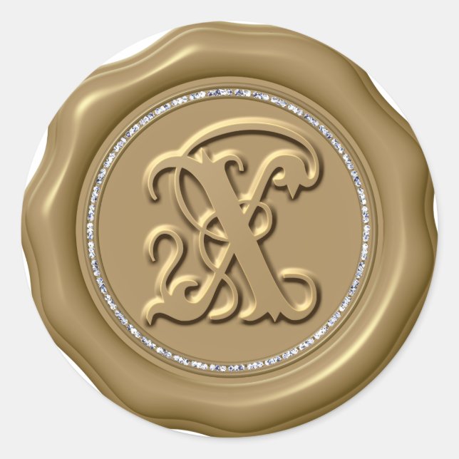 *~* Lettre X Stickers Cercle de diamant cire d'or (Devant)