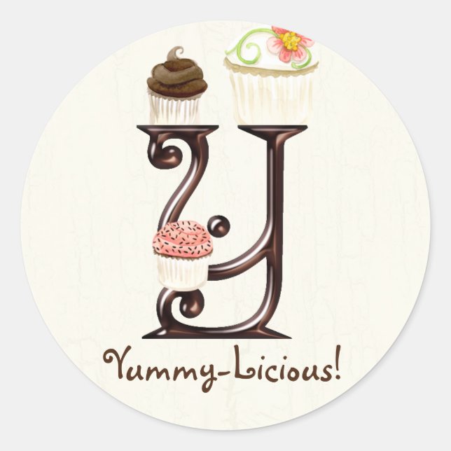 Lettre Y Monogram Cupcake Logo Autocollants d'affa (Devant)