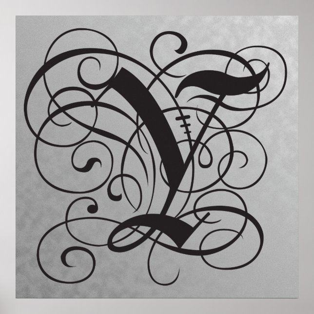 Lettre Y, Monogramme gothique Poster noir (Devant)