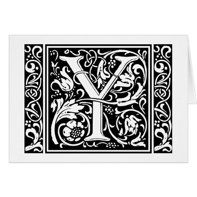 Lettre Y Monogramme médiéval Art Nouveau (Devant horizontal)