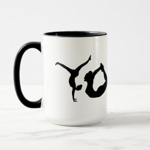 LETTRE Yoga Positions Silhouettes noires Mug