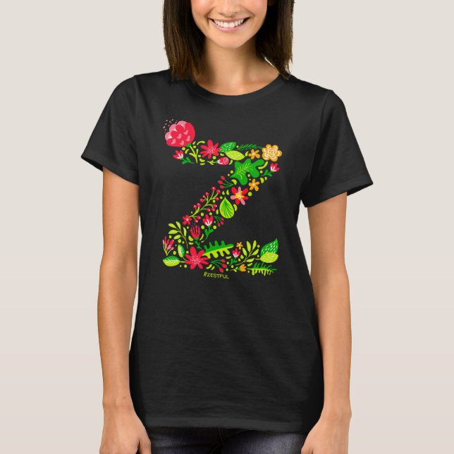 Lettre z en T-shirt Fleurs (Devant)