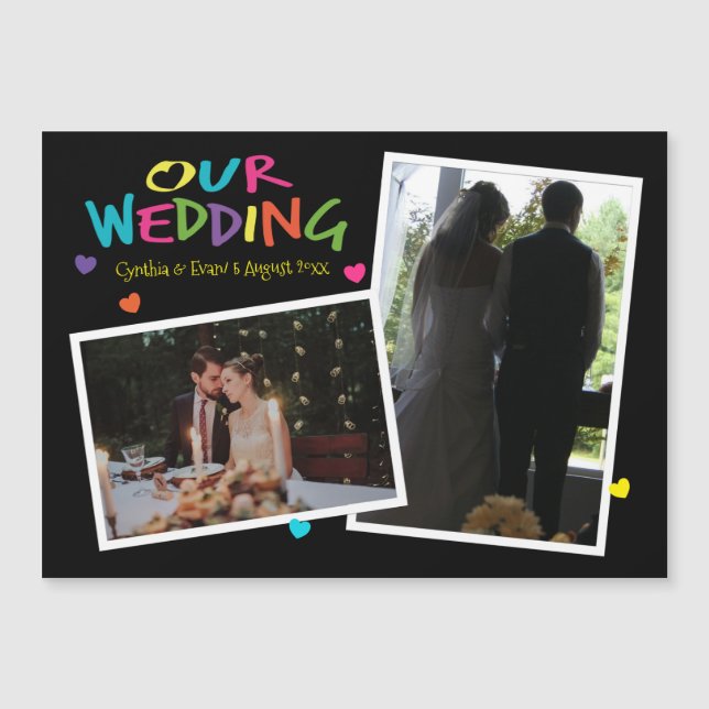 Lettres avec Mariage de coeur Souvenirs Carte magn (Devant)