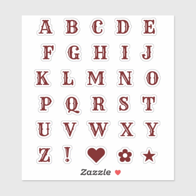 Lettres Chic Bourgogne | Stickers Alphabet Monogra (Feuille)
