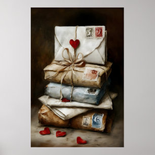 Lettres d'amour imprimable art mural – Vintage rom