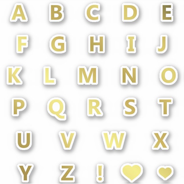 Lettres de couleur or Monogramme Sticker Pack Alph (Devant)