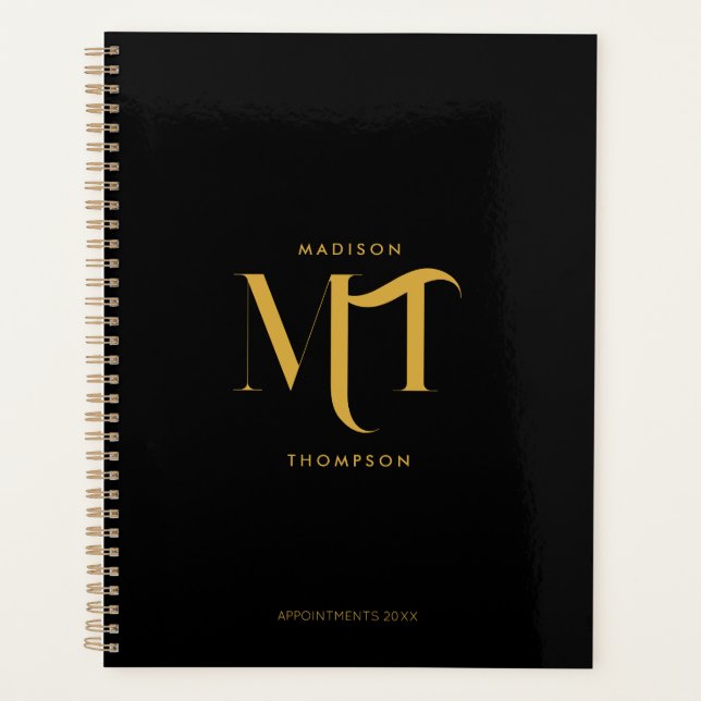 Lettres d'initiales de monogramme noir et or éléga (Devant)